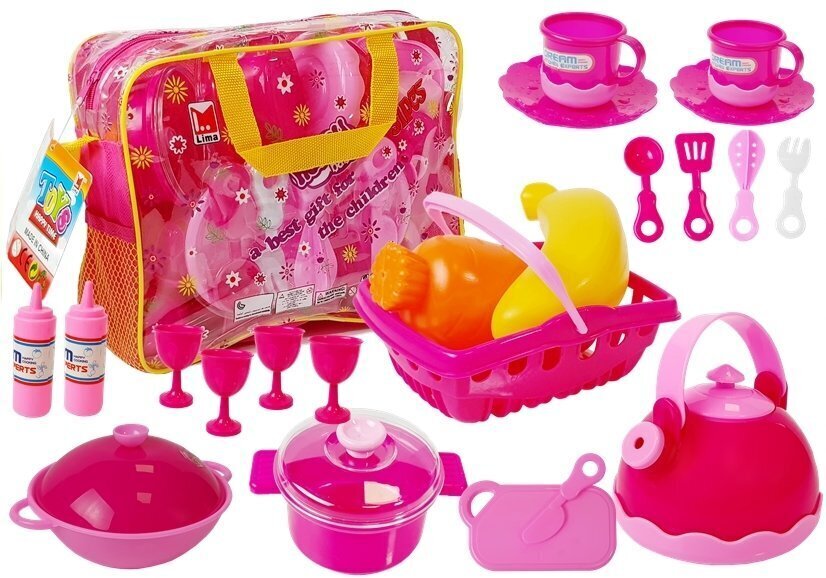 Suur nõudekomplekt korvis hind ja info | Tüdrukute mänguasjad | kaup24.ee