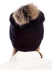 черная кепка с широкой резинкой и меховым помпоном цена и информация | Женские шапки | kaup24.ee