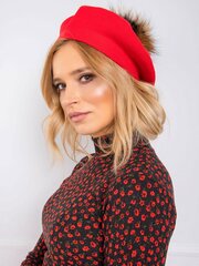 Punane barett tutiga. Red Universalus цена и информация | Женские шапки | kaup24.ee