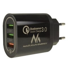 Зарядное устройство Maclean Energy MCE479B, 3xUSB QC3.0 цена и информация | Зарядные устройства для телефонов | kaup24.ee