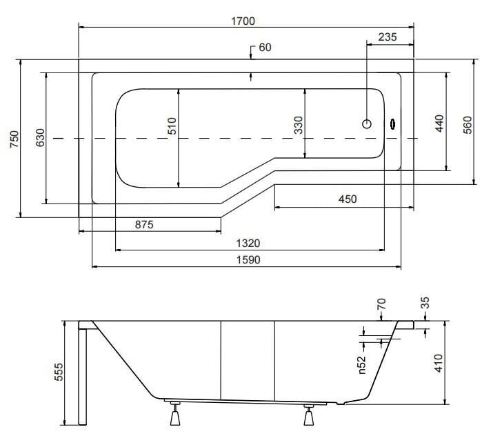 Vann Besco Integra + klaassein 3 osast hind ja info | Vannid | kaup24.ee