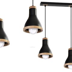 Milagro подвесной светильник Holly Black/Wood 3 цена и информация | Потолочный светильник, 38 x 38 x 24 см | kaup24.ee