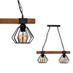 Eko-Light подвесной светильник Ulf Black/Wood 2 цена и информация | Люстры | kaup24.ee