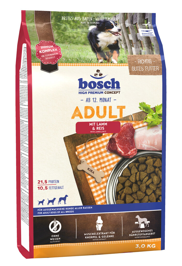 Kuivtoit koertele Bosch Adult Lamb & Rice (High Premium) 3kg hind ja info | Kuivtoit koertele | kaup24.ee