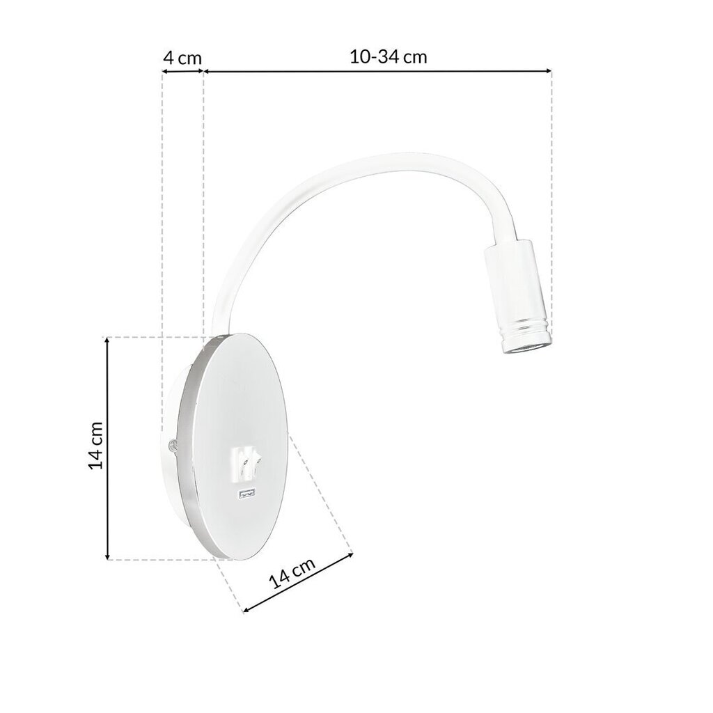 Eko-Light seinapealne öövalgusti Base White цена и информация | Seinavalgustid | kaup24.ee