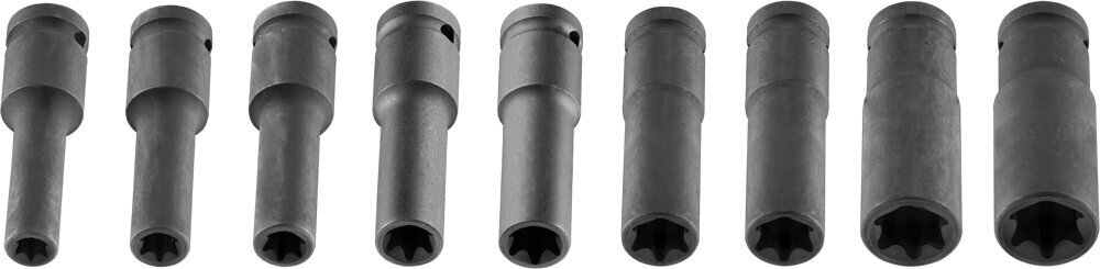 Löökpadrunite komplekt 1/2" pikad, CR-MO 9-osaline E10, E11, E12, E14, E16, E18, E20, E22, E24 цена и информация | Käsitööriistad | kaup24.ee