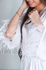 Длинный женский халат с натуральными перьями, белый цена и информация | Женские халаты | kaup24.ee