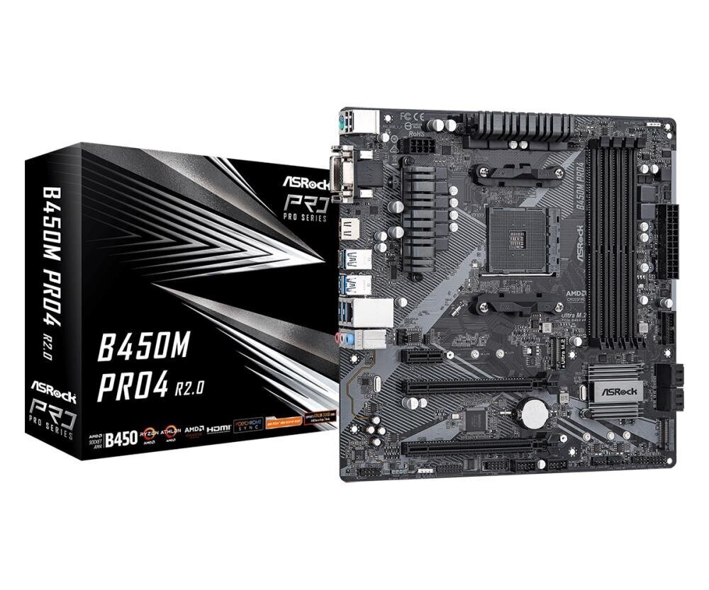 Emaplaat ASRock B450M PRO4 R2.0 цена и информация | Emaplaadid | kaup24.ee