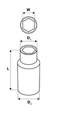 Padrun pikk 1/2", 11mm, Superlock CrV teras, DIN3124 hind ja info | Käsitööriistad | kaup24.ee