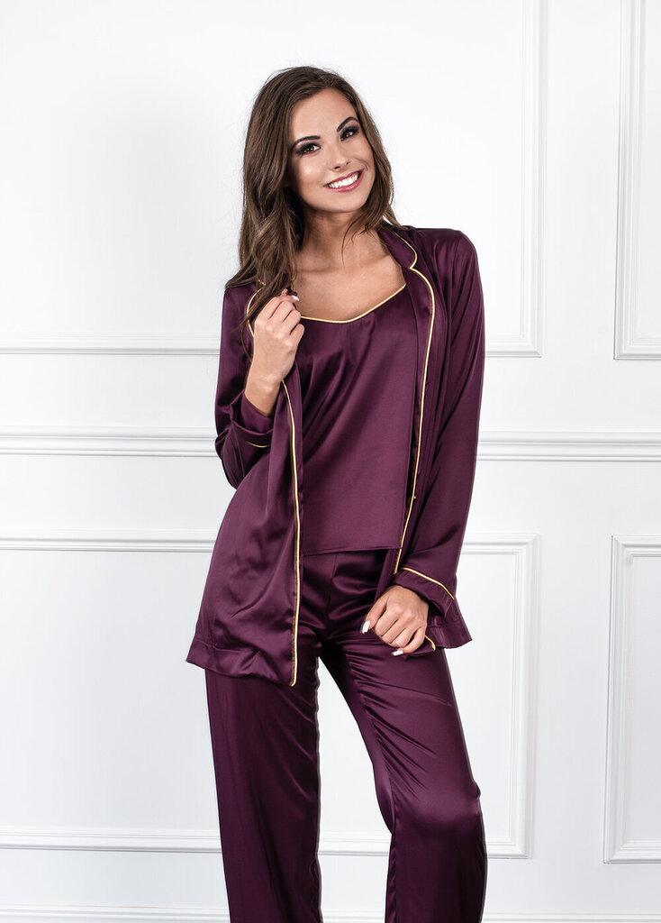 Kolmeosaline pidžaama pükstega, violetne цена и информация | Öösärgid, pidžaamad | kaup24.ee