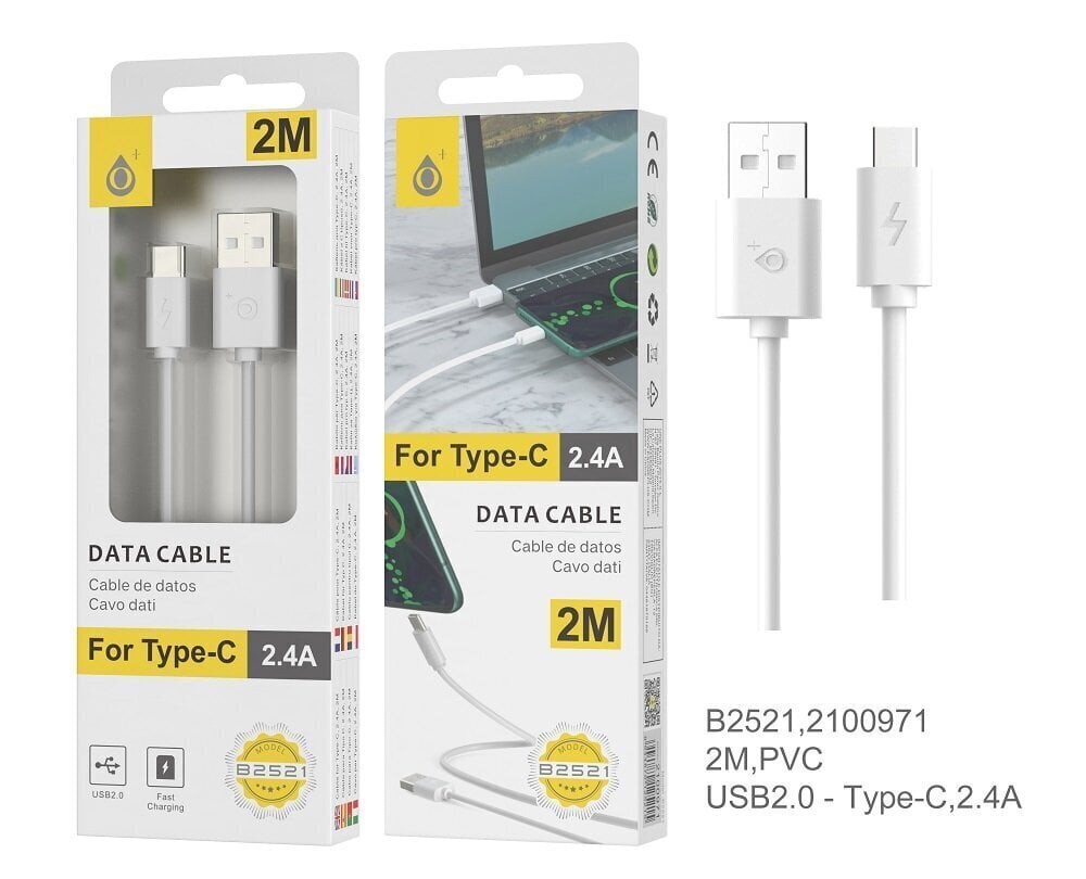 Kaabel USB-C 2m 2.4A OnePlus valge hind ja info | Mobiiltelefonide kaablid | kaup24.ee