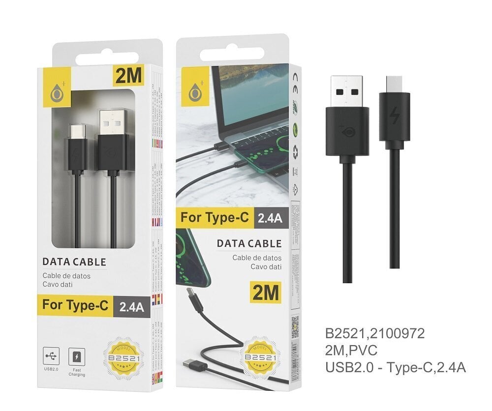 Kaabel USB-C 2m 2.4A OnePlus must hind ja info | Mobiiltelefonide kaablid | kaup24.ee