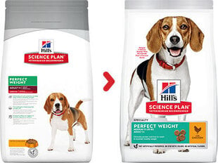 Hill's Science Plan Perfect Weight Medium Adult koeratoit, 2 kg hind ja info | Kuivtoit koertele | kaup24.ee