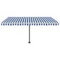 Markiis LED/tuuleanduriga, Sinine/valge, 450x300 cm Sinine hind ja info | Päikesevarjud, markiisid ja alused | kaup24.ee