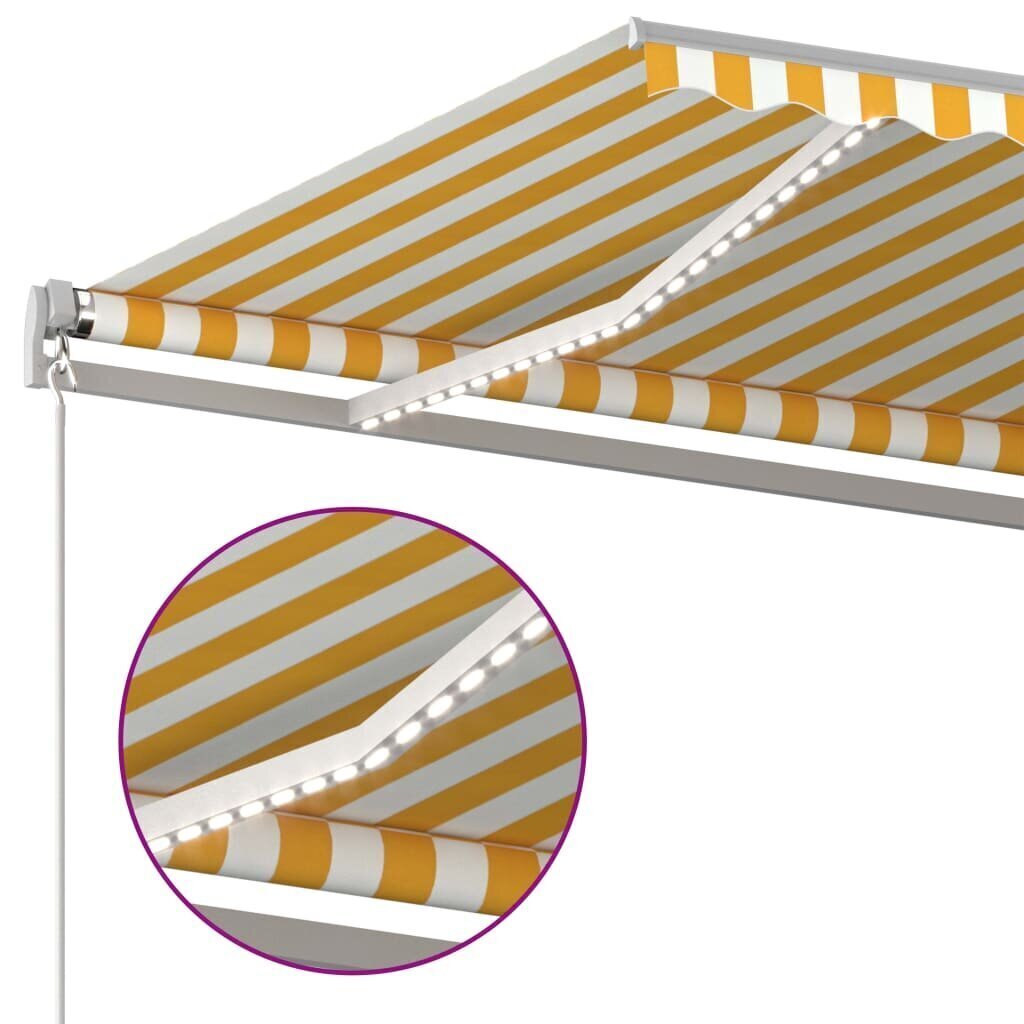 Markiis LED/tuuleanduriga, kollane/valge, 450x300 cm цена и информация | Päikesevarjud, markiisid ja alused | kaup24.ee