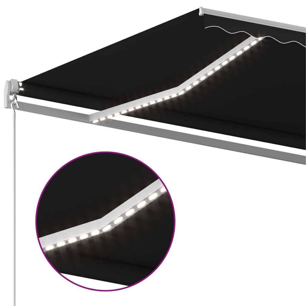 Automatinė markizė su LED/vėjo jutikliu, juoda, 450x300 cm hind ja info | Päikesevarjud, markiisid ja alused | kaup24.ee