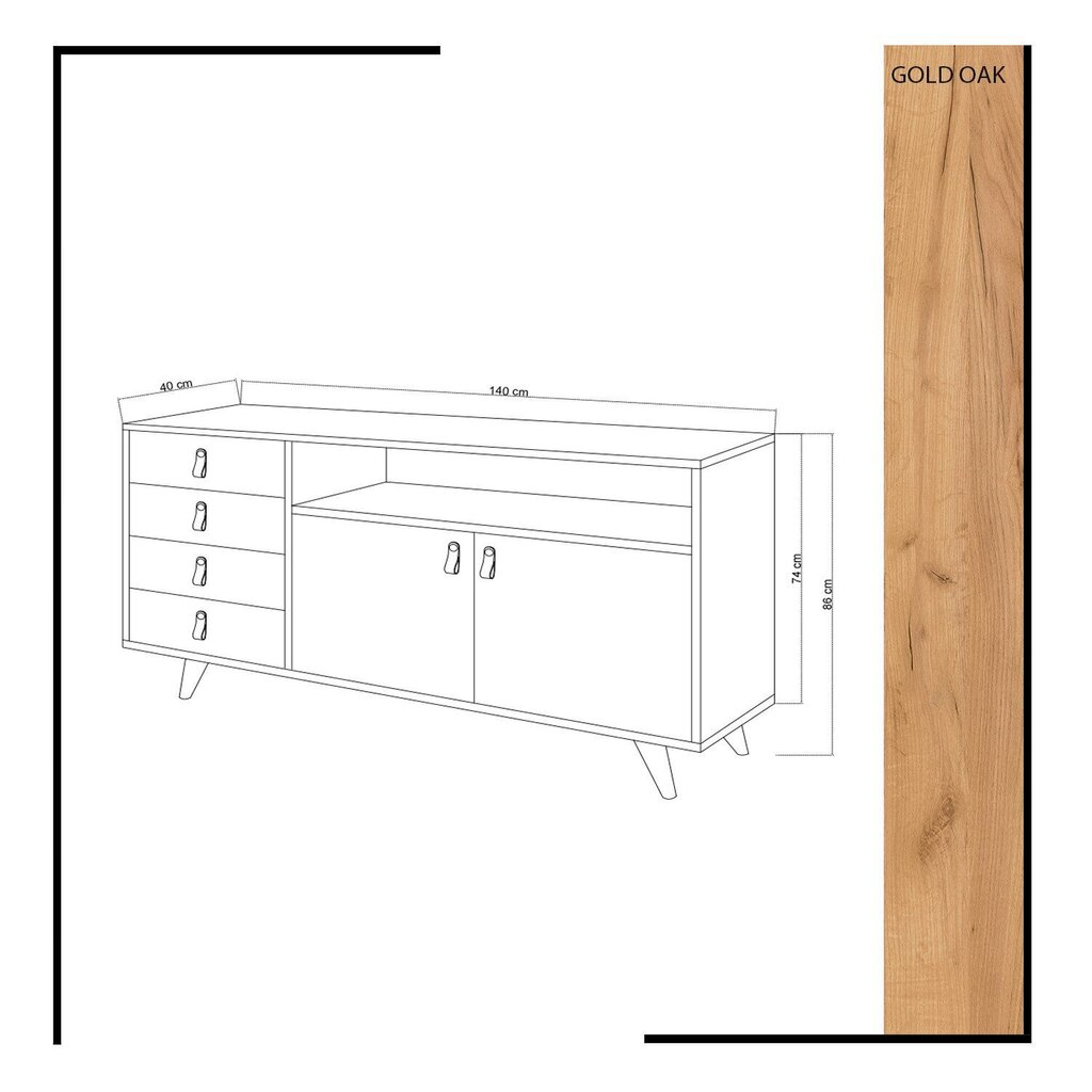 Kummut Kalune Design Lavina, valge / pruun цена и информация | Kummutid | kaup24.ee