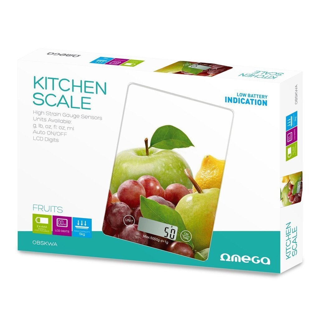 Köögikaal Omega Obskwa Kitchen Scale 20 x 14.5 x 2cm, max 5kg hind ja info | Köögikaalud | kaup24.ee