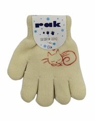 Утепленные перчатки для девочек Rak R-012A DB Кошка, желтые цена и информация | Зимняя одежда для детей | kaup24.ee