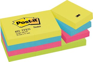 Märkmelehtede kuubik POST-IT Energetic colours, 38x51 mm, 1200 lehte цена и информация | Тетради и бумажные товары | kaup24.ee