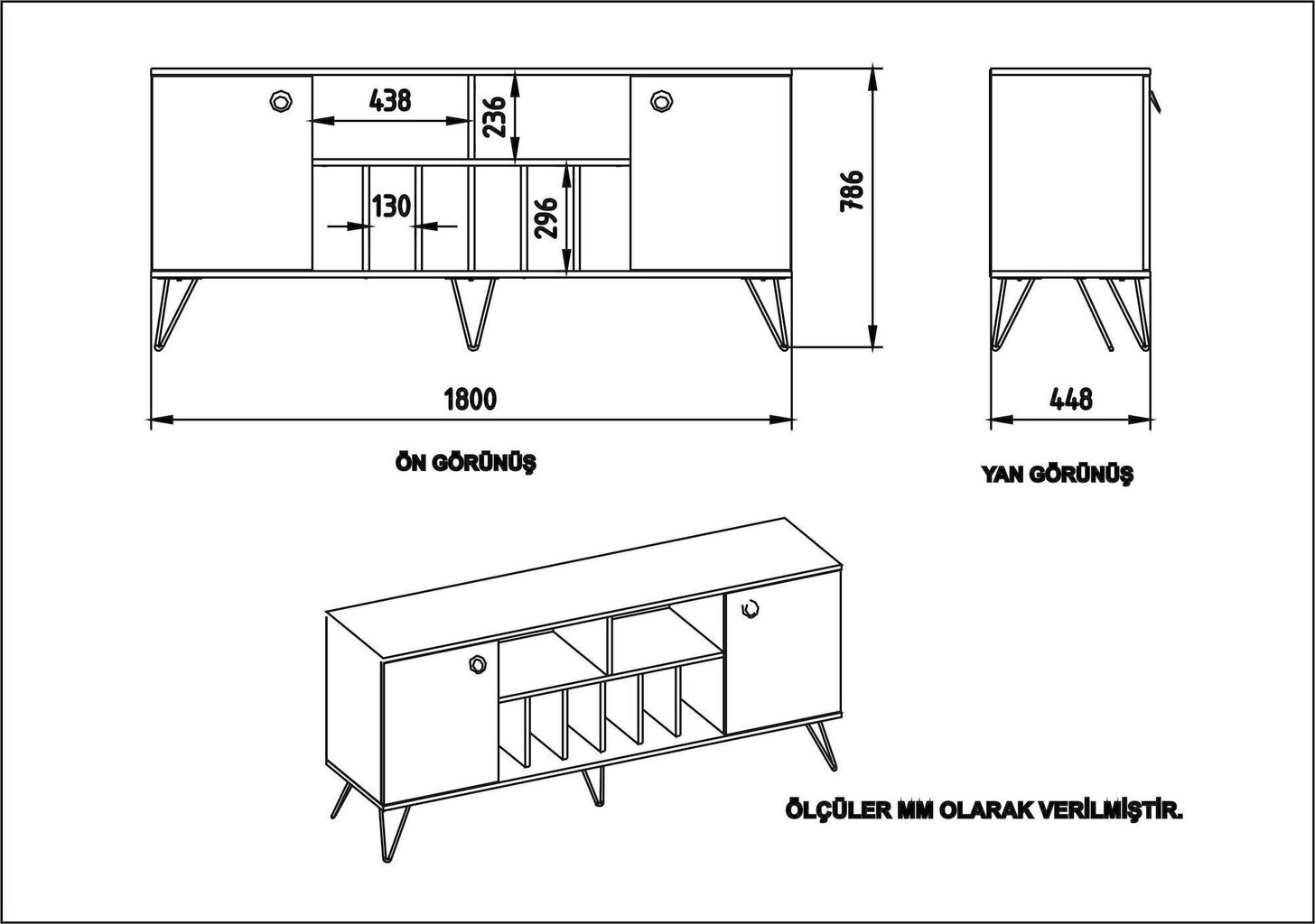 Peegliga kummut Kalune Design Lorenz Ayna, must hind ja info | Kummutid | kaup24.ee