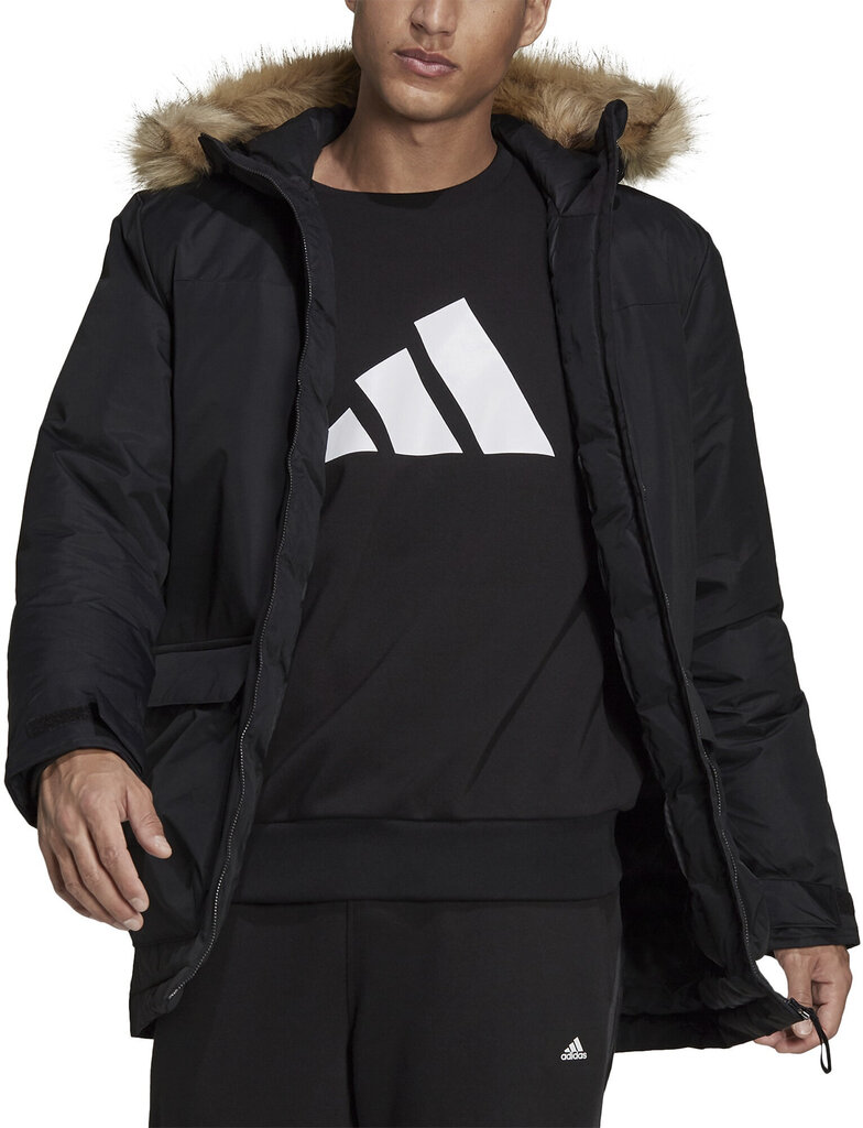 Meeste kapuutsiga parka Adidas must GT1699 цена и информация | Meeste joped | kaup24.ee