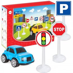 Hariv komplekt "Mini liiklusmärgid" WOOPIE 16 tk. + Mänguauto hind ja info | Arendavad mänguasjad | kaup24.ee