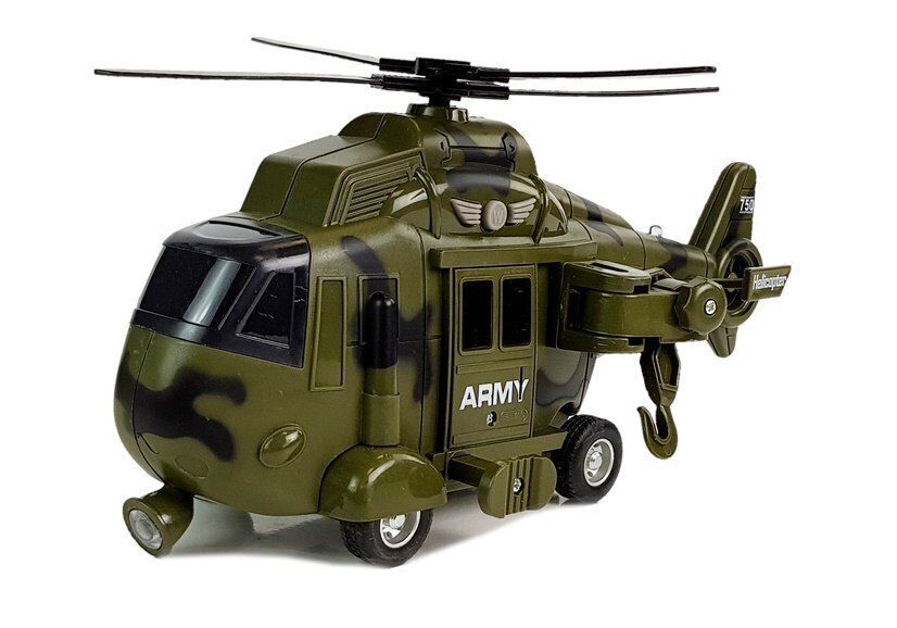 Sõjaväekopter helide ja tuledega, 1:16 hind ja info | Poiste mänguasjad | kaup24.ee