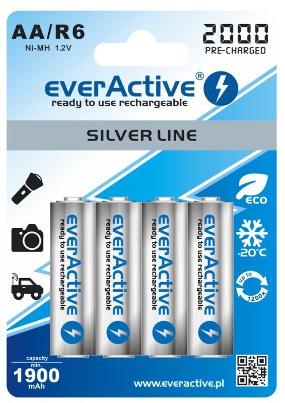 Aku everActive Silver Line Ready to Use 2000mAh AA, 4 tk hind ja info | Patareid | kaup24.ee