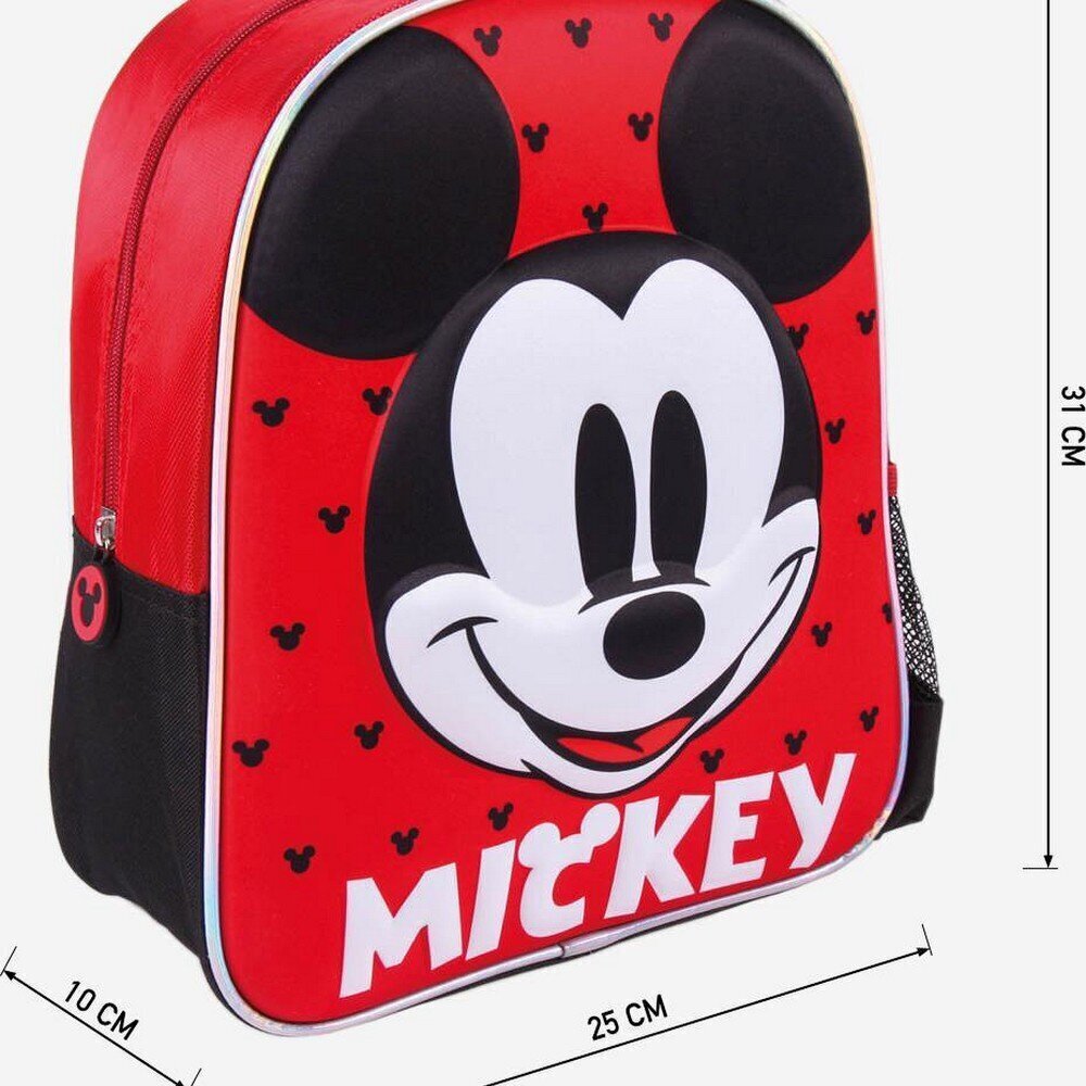 Koolikott Mickey Mouse, punane, 25 x 31 x 10 cm hind ja info | Koolikotid, sussikotid | kaup24.ee