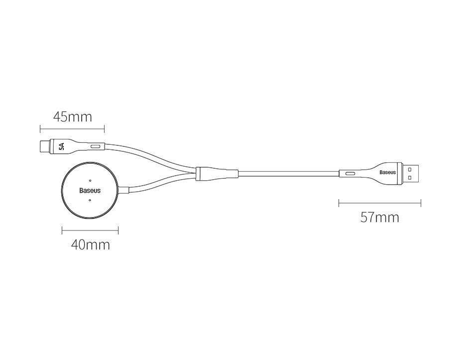 Laadimis- ja andmesidekaabel Baseus CA1T2-G1 Huawei Watchi hind ja info | Mobiiltelefonide kaablid | kaup24.ee