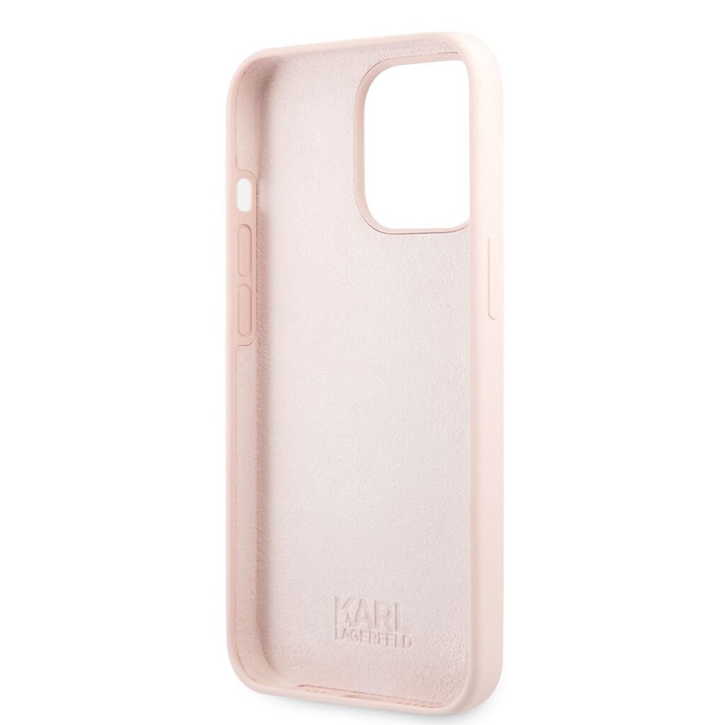 KLHCP13LSLKHP Karl Lagerfeld Liquid Silicone Karl Head Case for iPhone 13 Pro Light Pink hind ja info | Telefoni kaaned, ümbrised | kaup24.ee