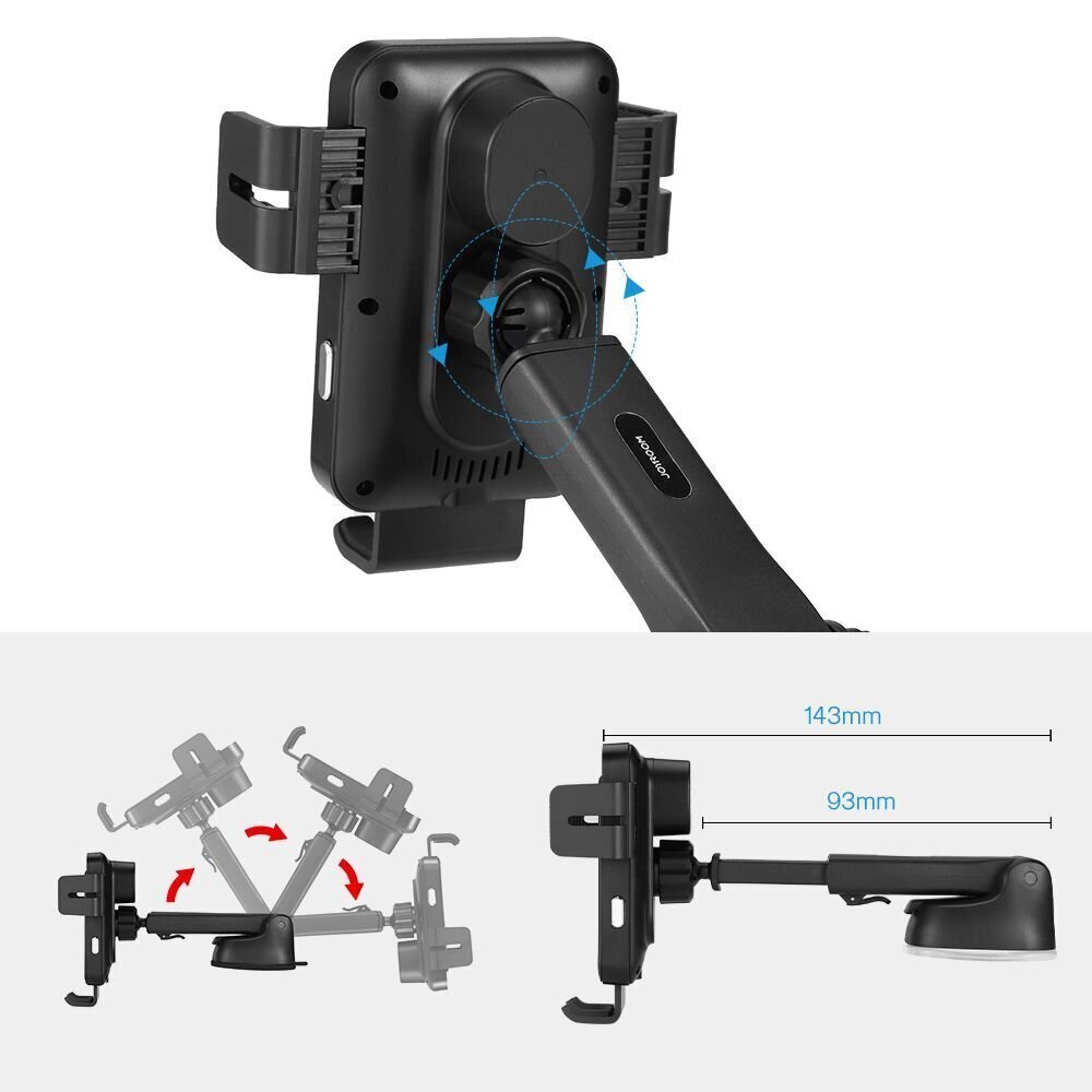 Joyroom JR-ZS219 Kolmeteljeline juhtmevaba laadimisautohoidik SET Must hind ja info | Mobiiltelefonide hoidjad | kaup24.ee
