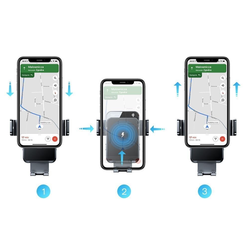 Joyroom JR-ZS219 Kolmeteljeline juhtmevaba laadimisautohoidik SET Must hind ja info | Mobiiltelefonide hoidjad | kaup24.ee