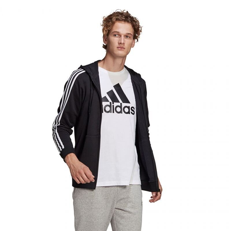 Meeste dressipluus Adidas Essentials Full-Zip Hoodie M GK9032, must hind ja info | Meeste pusad | kaup24.ee