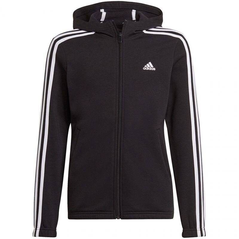 Laste spordi dressipluus Adidas Essentials 3S Flecee Full Zip GS2195, must hind ja info | Poiste kampsunid, vestid ja jakid | kaup24.ee