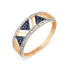 Золотое кольцо с бриллиантом и сапфиром цена и информация | Кольцо | kaup24.ee