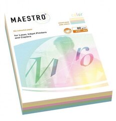 Värviline paber MAESTRO COLOR, 80g/m2, A4, 250 lehte, pastelsetes toonides komplekt hind ja info | Vihikud, märkmikud ja paberikaubad | kaup24.ee