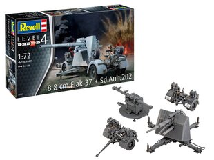 Сборная модель для склеивания Revell - 8.8 см Flak 37 + Sd.Anh.202, 1/72, 03325 цена и информация | Конструкторы и кубики | kaup24.ee