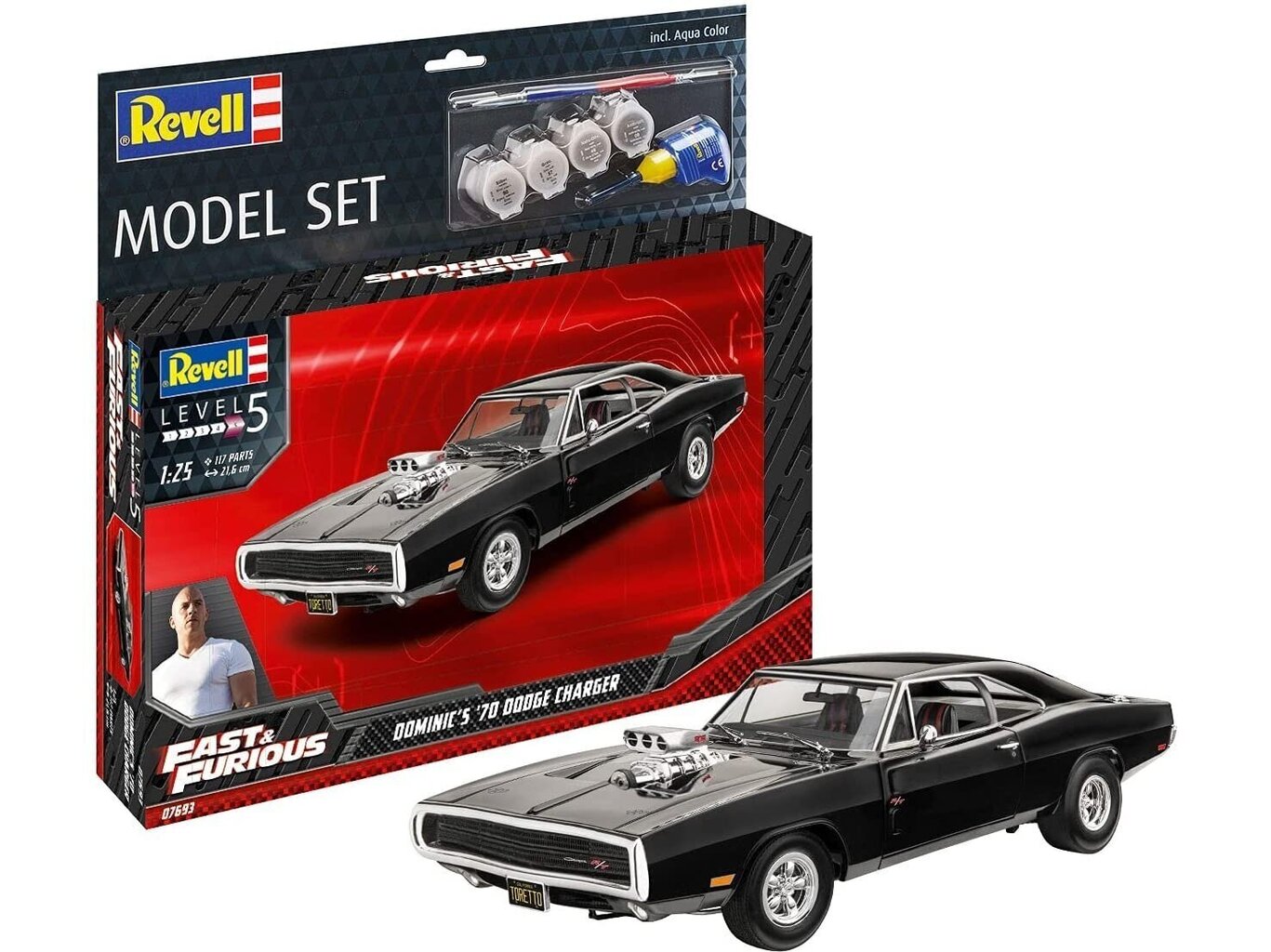 Revell – Fast & Furious - Dominics 1970 Dodge Charger mudeli komplekt, 1/25, 67693 hind ja info | Klotsid ja konstruktorid | kaup24.ee