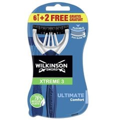 Одноразовые бритвы Wilkinson Sword Xtreme3 Ultimate Comfort, 8 шт. цена и информация | Косметика и средства для бритья | kaup24.ee