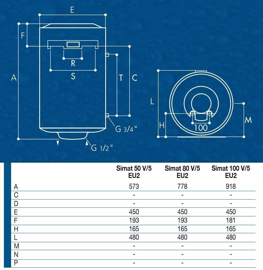 Elektriboiler SIMAT 80L,vertikaalne цена и информация | Boilerid | kaup24.ee