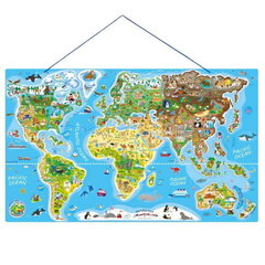 Hariv magnetiline maailmakaart mänguga, 77x47 cm hind ja info | Arendavad mänguasjad | kaup24.ee