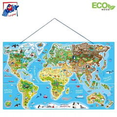 Hariv magnetiline maailmakaart mänguga, 77x47 cm цена и информация | Развивающие игрушки | kaup24.ee