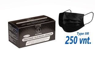 Медицинская одноразовая 3-слойная маска SYNTHEOS, тип IIR, черная, сделано в Литве, 250 шт. цена и информация | Аптечки | kaup24.ee