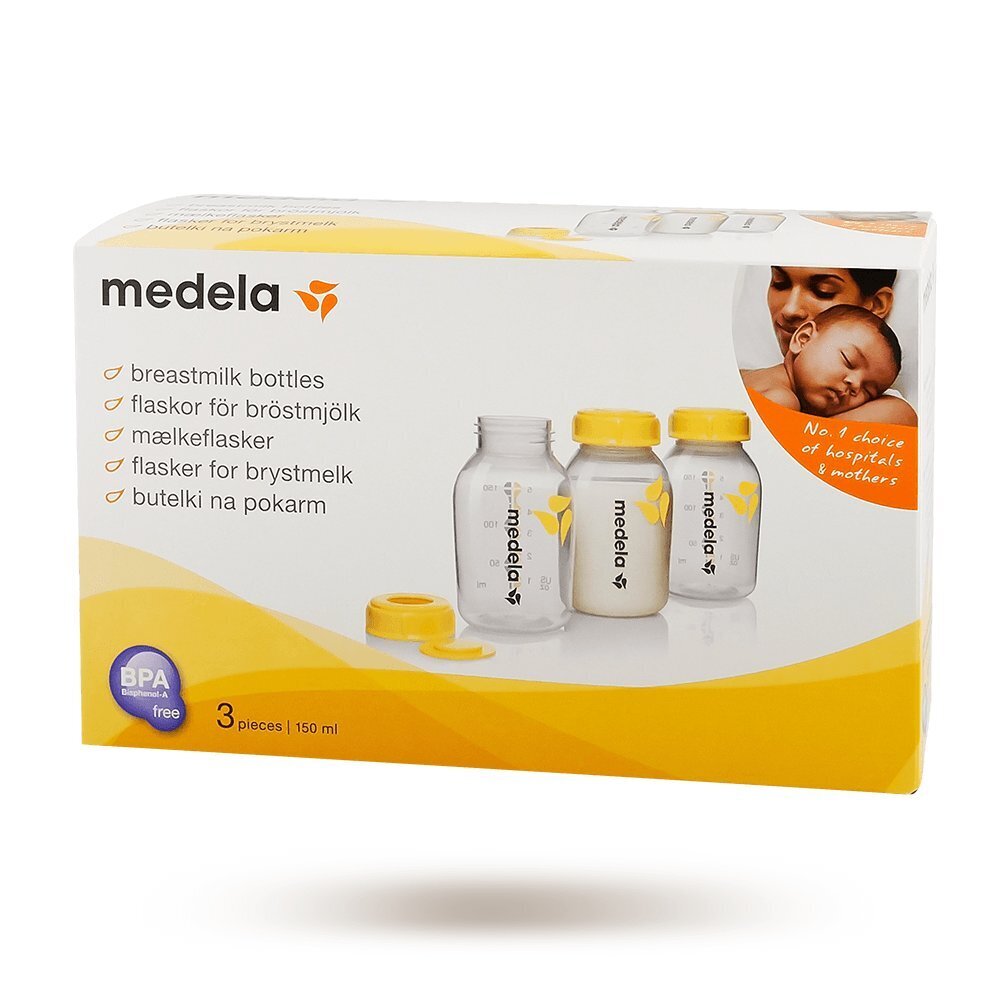 Piimapudelite komplekt Medela, 150 ml, 3 tk hind ja info | Lutipudelid ja aksessuaarid | kaup24.ee