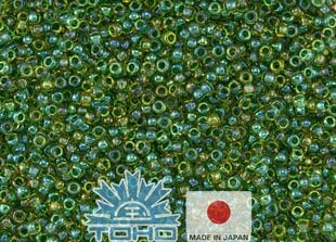 Бисер TOHO® Seed Beads Inside-Color Lustre Jonquil / Emerald-Lined 11/0 (2,2 мм) 10 г. цена и информация | Принадлежности для изготовления украшений, бисероплетения | kaup24.ee