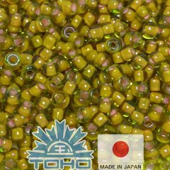 Бисер TOHO® Seed Beads Inside-Color Jonquil / Apricot-Lined 11/0 (2,2 мм), 10 г. цена и информация | Принадлежности для изготовления украшений, бисероплетения | kaup24.ee