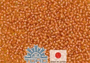 Бисер TOHO® Seed Beads Inside-Color Lt Topaz / Peach-Lined 11/0 (2,2 мм) 10 г. цена и информация | Принадлежности для изготовления украшений, бисероплетения | kaup24.ee