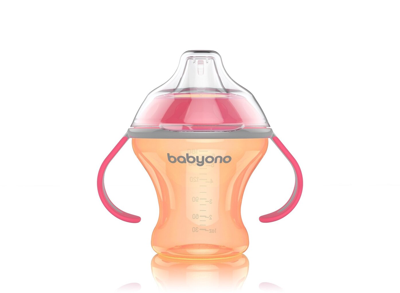 Lutipudel pehme tilaga BabyOno Natural Nursing, 180 ml, 1457, oranž hind ja info | Lutipudelid ja aksessuaarid | kaup24.ee